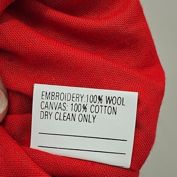 Vintage Hand Embroider Christmas Stocking Wool St Nicholas Needlepoint on Cotton - Picture 5 of 8